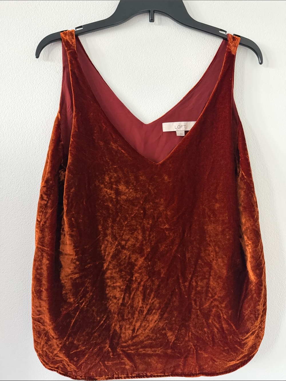 LOFT Velvet V-Neck Camisole in Deep Rust